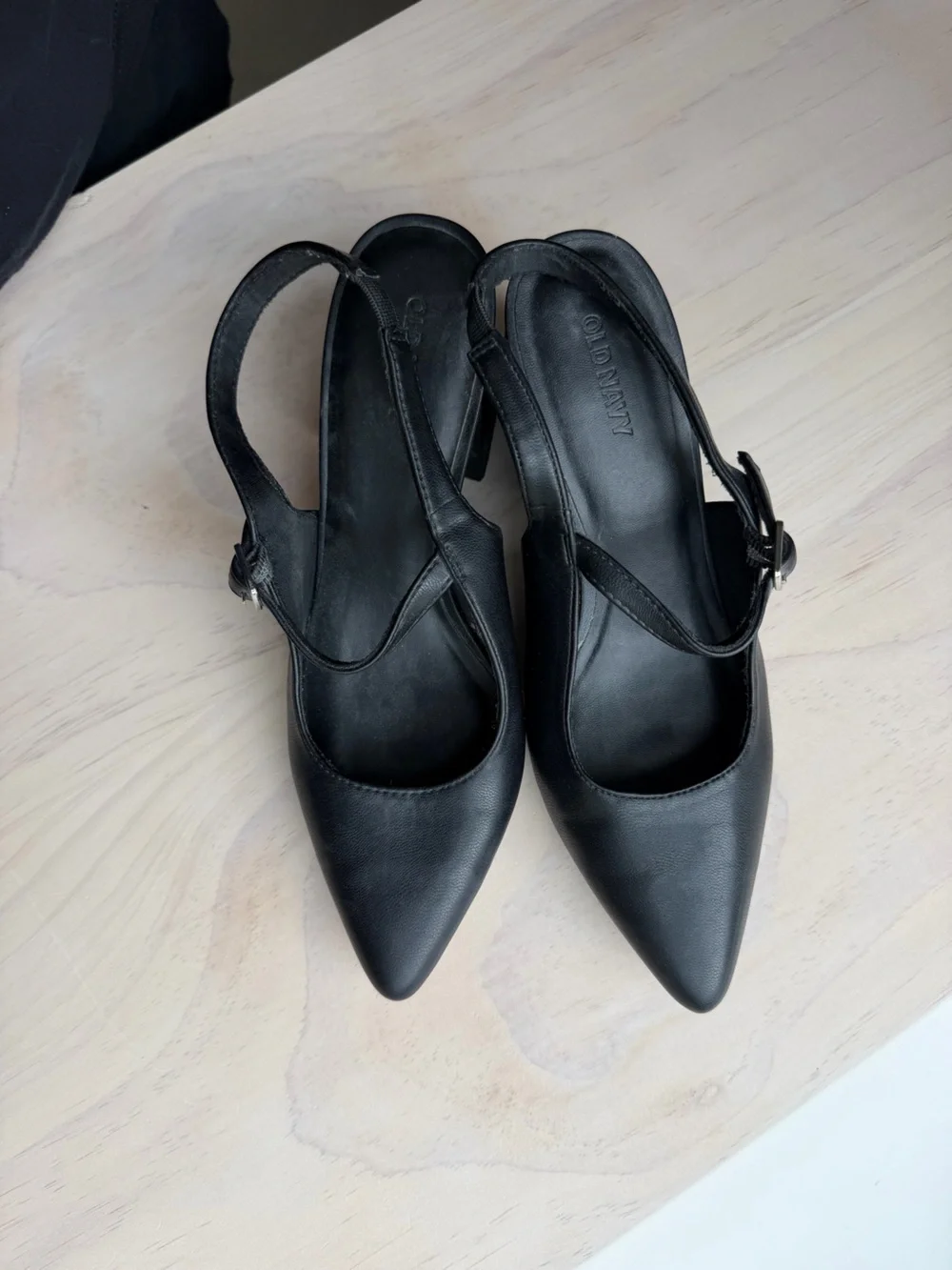 Old Navy Black Pointed Toe Slingback Block Heel Pumps